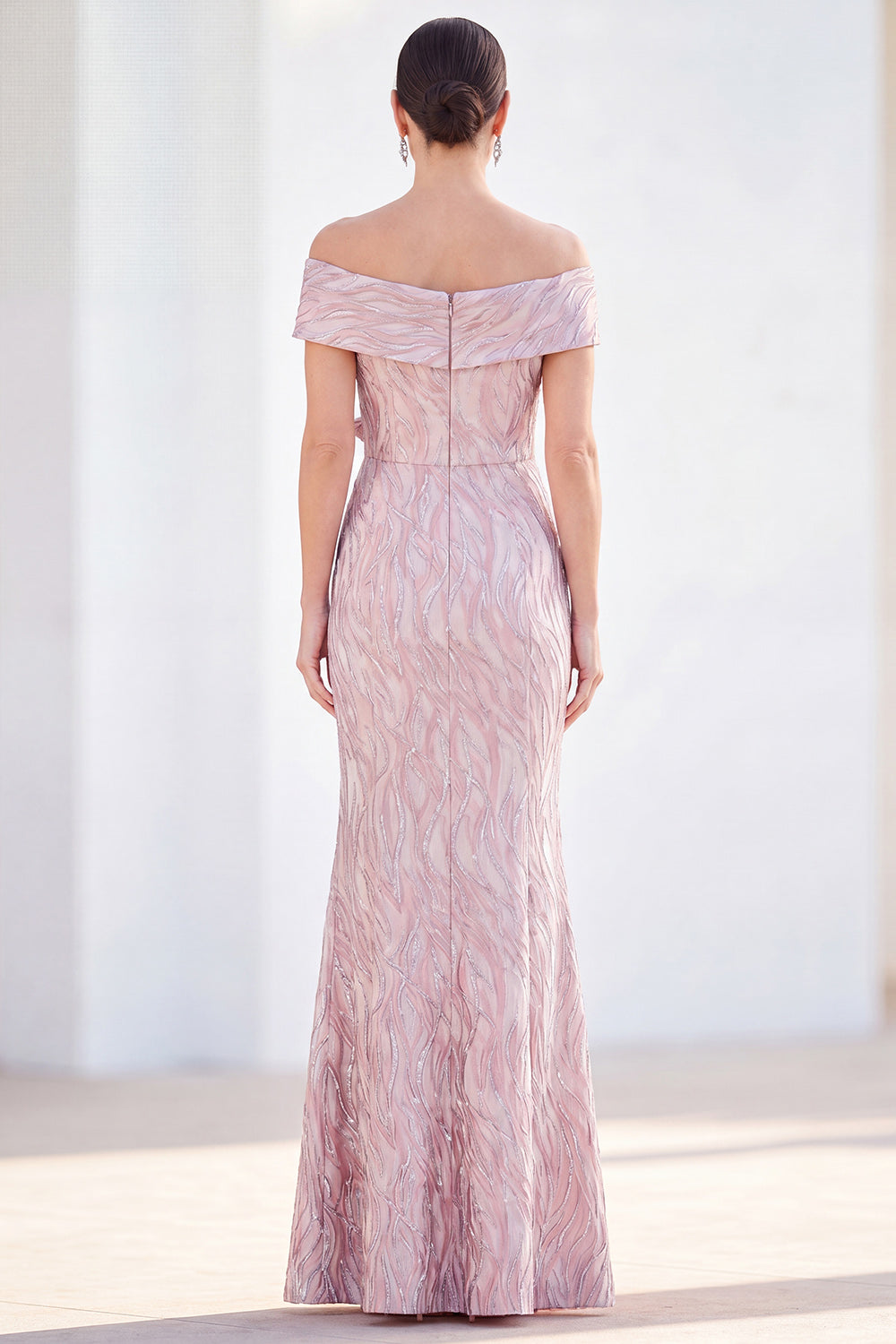 Mermaid Sparkly Pink Sequin Long Monther of the Bride Dress with 3D Flowers