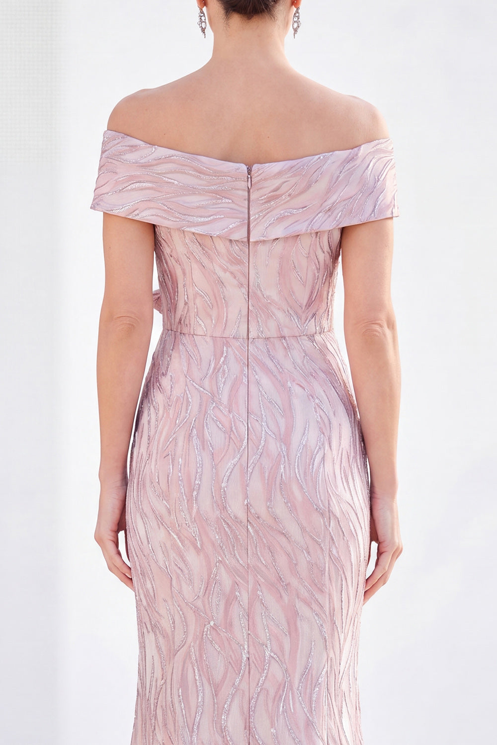 Mermaid Sparkly Pink Sequin Long Monther of the Bride Dress with 3D Flowers