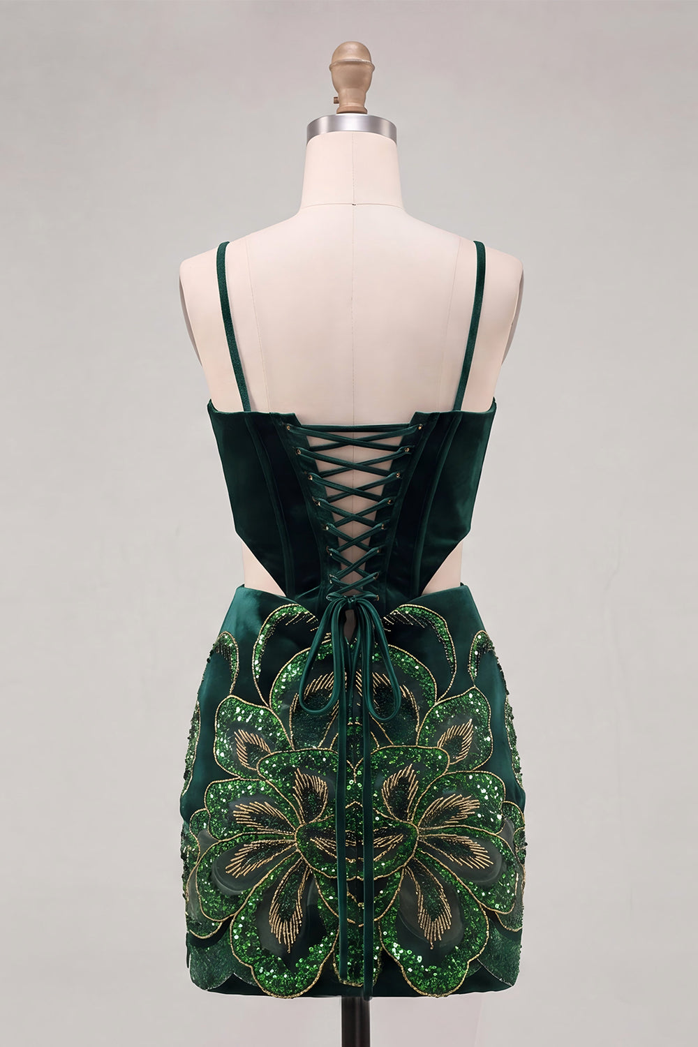 Sparkly Black Floral Velvet Corset Sequin Tight Short Homecoming Dress