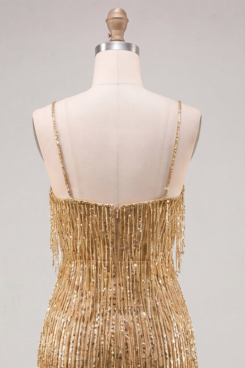 Sparkly Gold V-Neck Fringed Tight Short Homecoming Dress