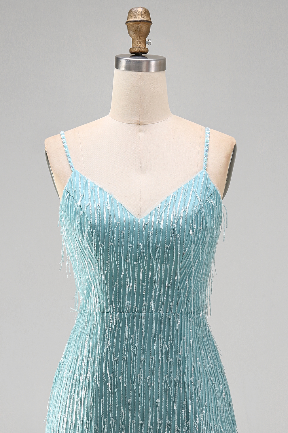 Sparkly Gold V-Neck Fringed Tight Short Homecoming Dress