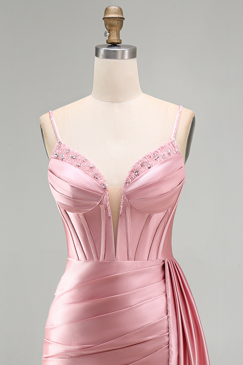 Sparkly Pink Fringed Satin Beaded Tight Short Corset Homecoming Dress