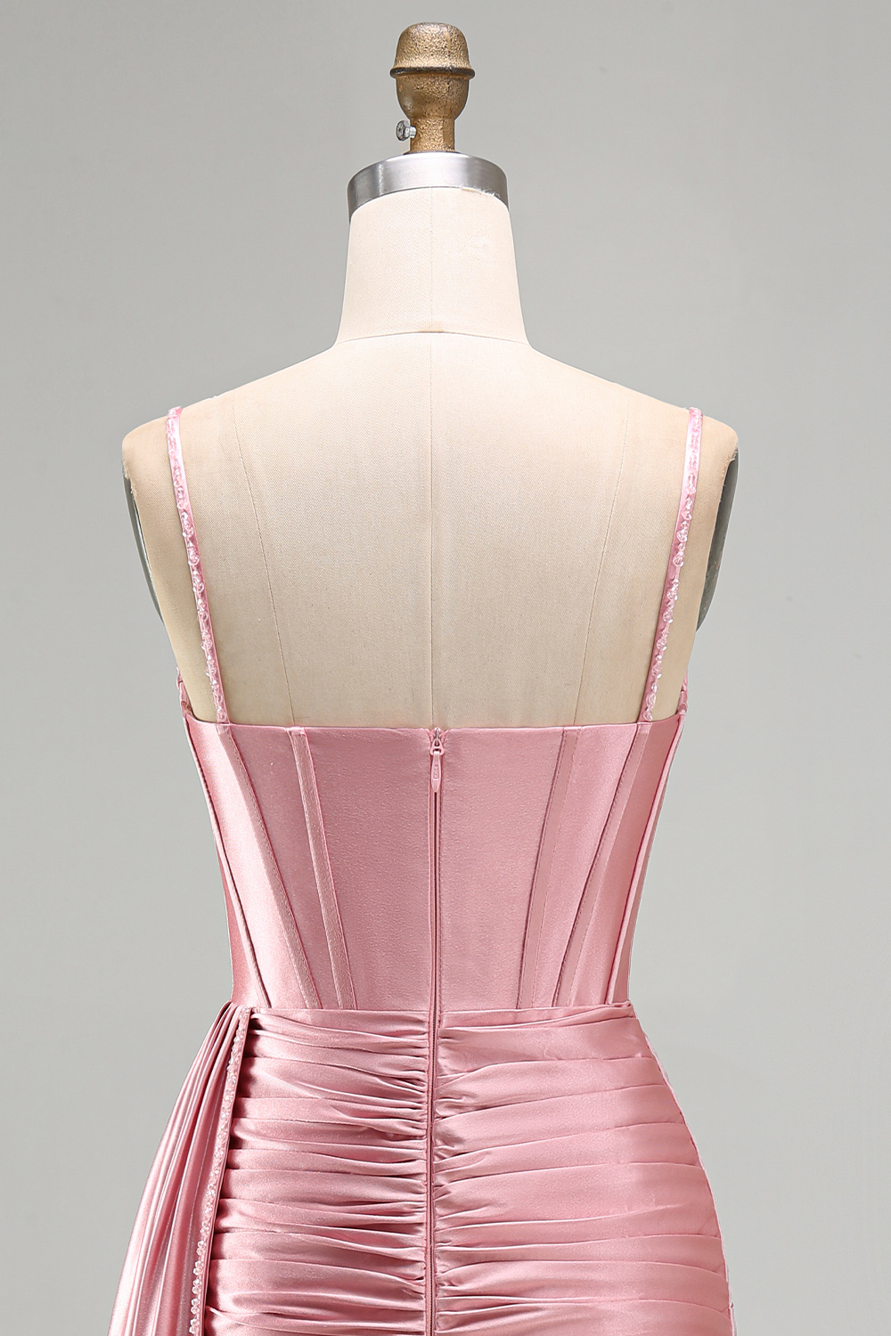 Sparkly Pink Fringed Satin Beaded Tight Short Corset Homecoming Dress