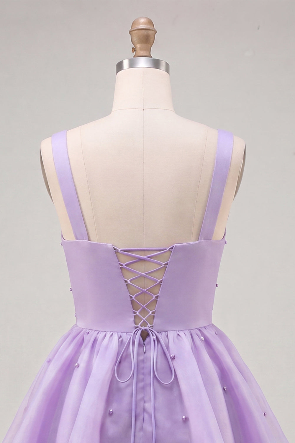 Pink Beaded V-Neck Short A Line Ruffled Homecoming Dress