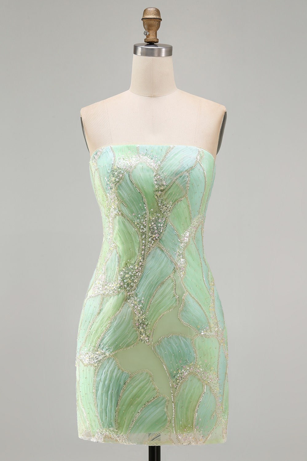 Sparkly Mint Green Strapless Sequin Tight Short Homecoming Dress