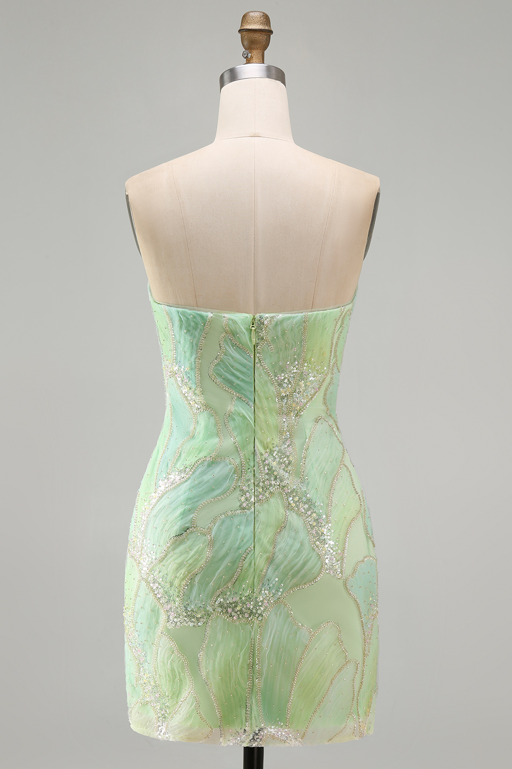 Sparkly Mint Green Strapless Sequin Tight Short Homecoming Dress