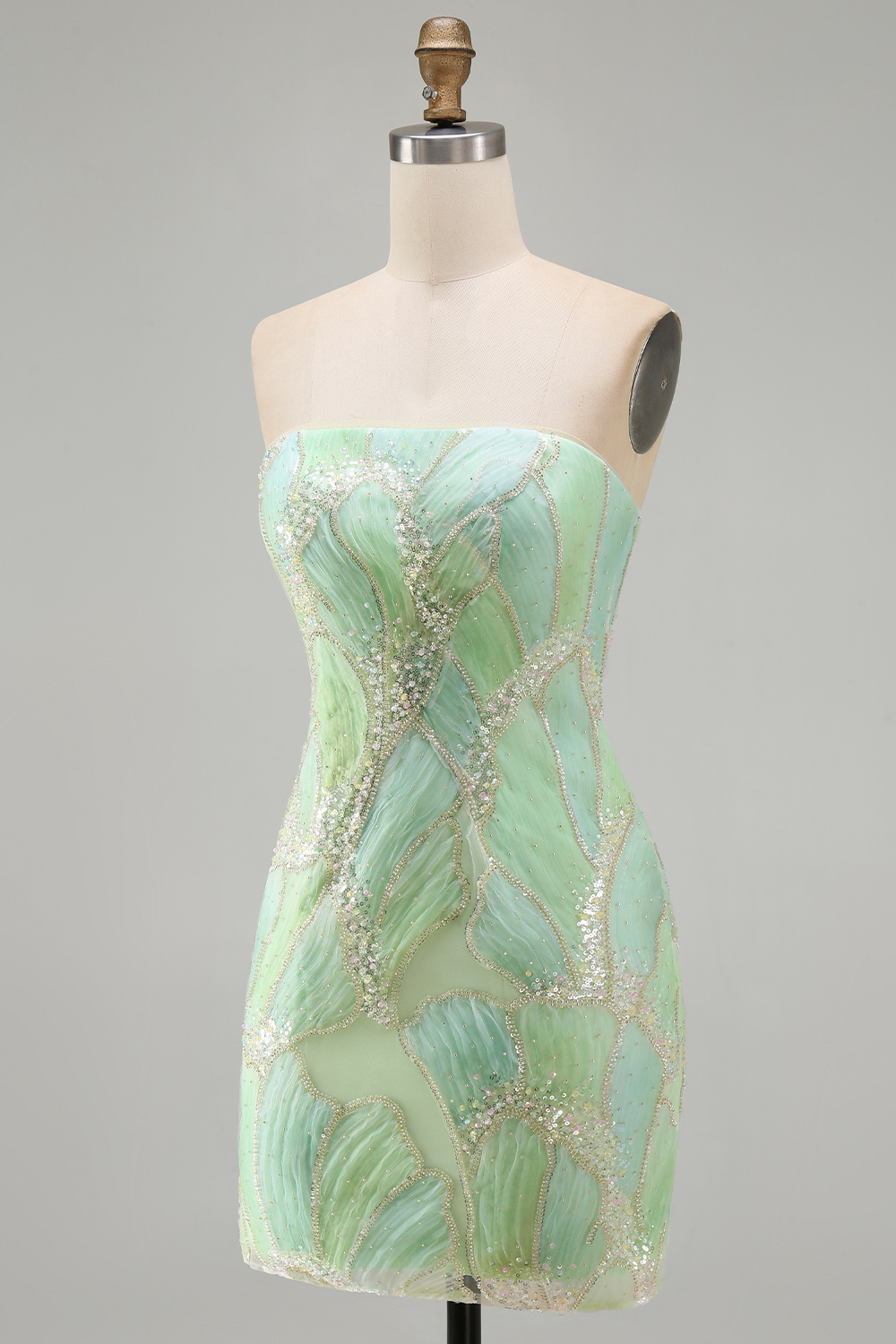 Sparkly Mint Green Strapless Sequin Tight Short Homecoming Dress