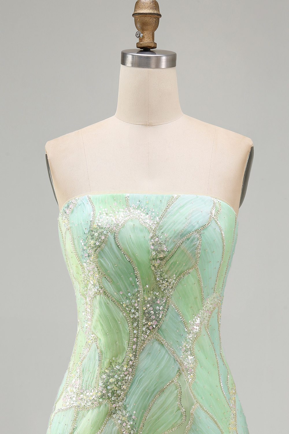 Sparkly Mint Green Strapless Sequin Tight Short Homecoming Dress