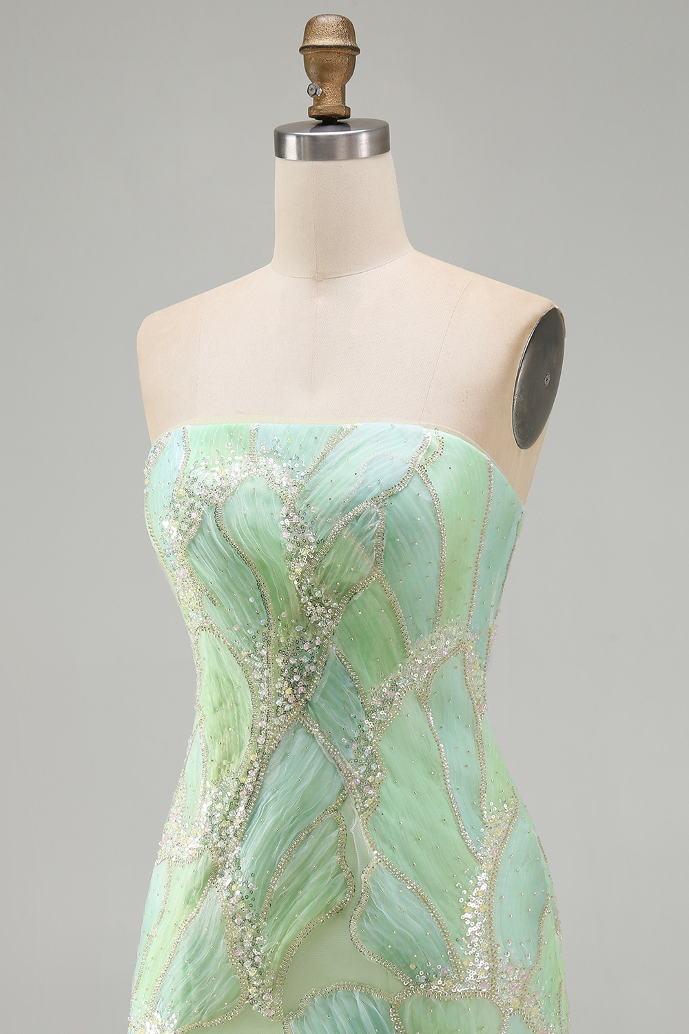 Sparkly Mint Green Strapless Sequin Tight Short Homecoming Dress