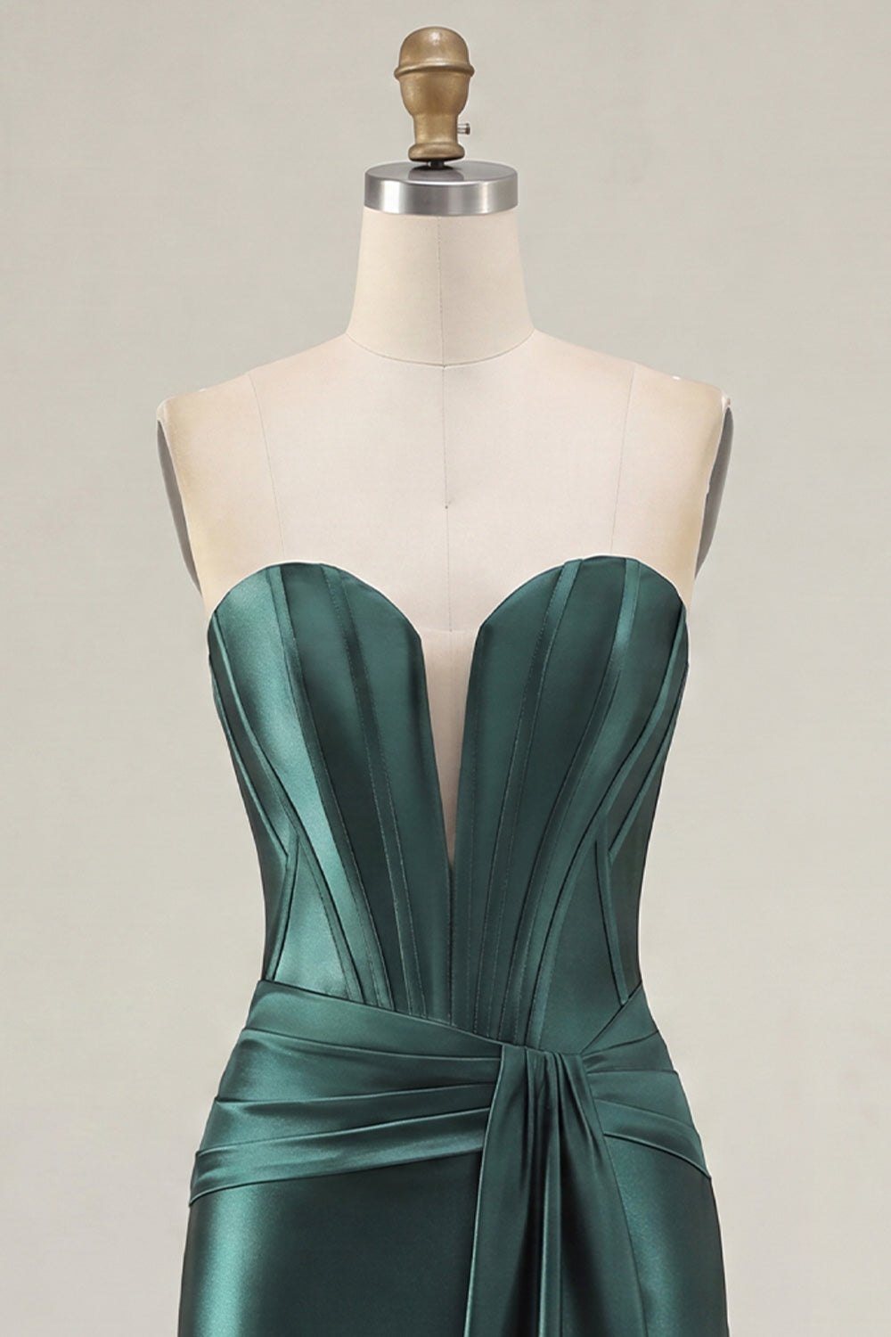 Dark Green Satin Sweetheart Tight Short Corset Homecoming Dress with Sash