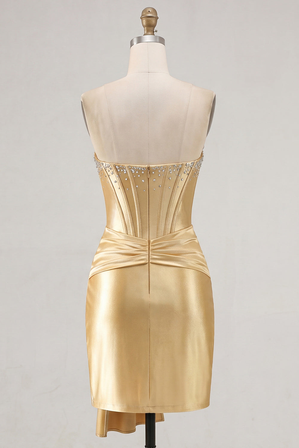 Sparkly Blue Beaded Satin Tight Short Corset Homecoming Dress with Sash