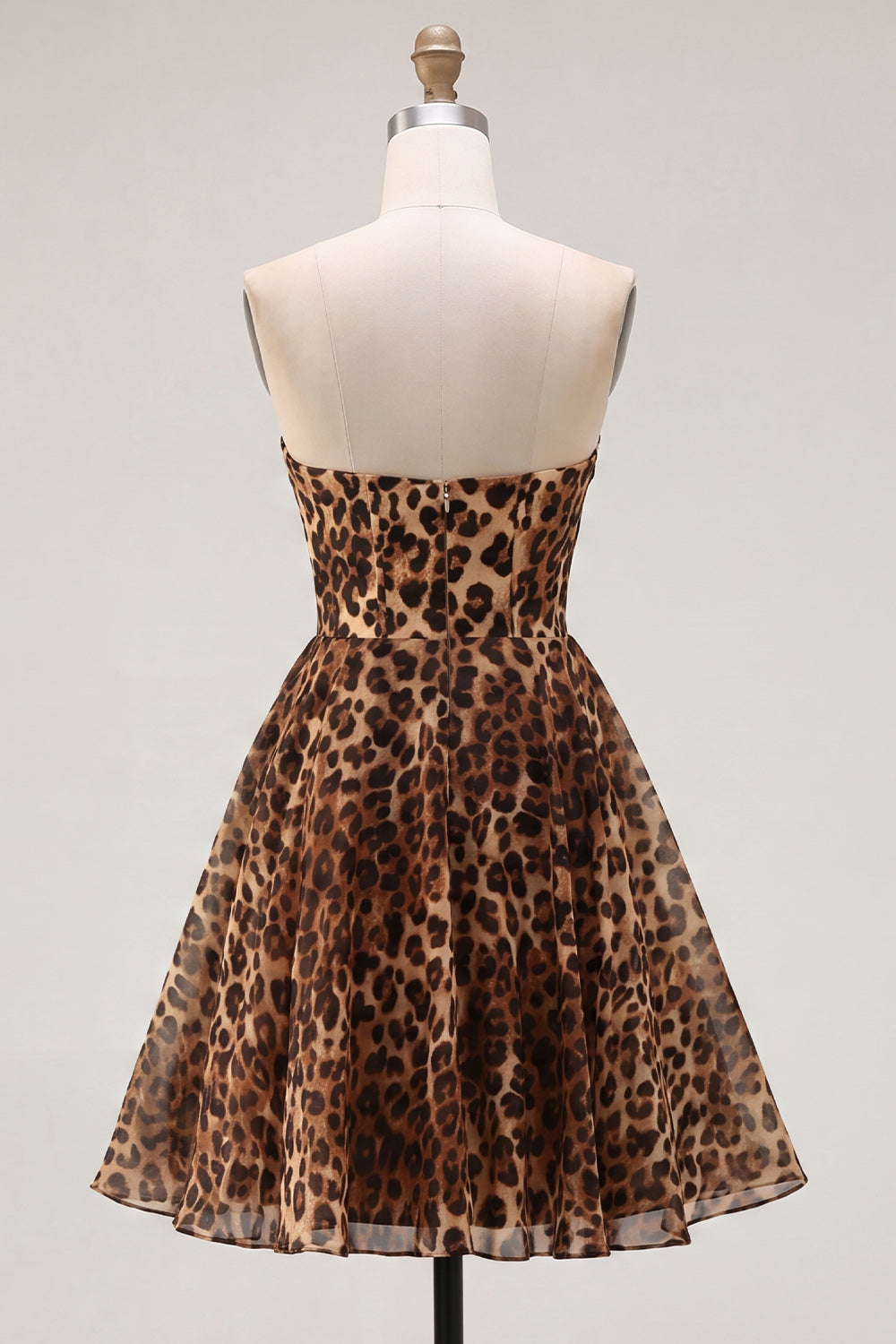 Brown Leopard Sweetheart A-Line Short Corset Homecoming Dress