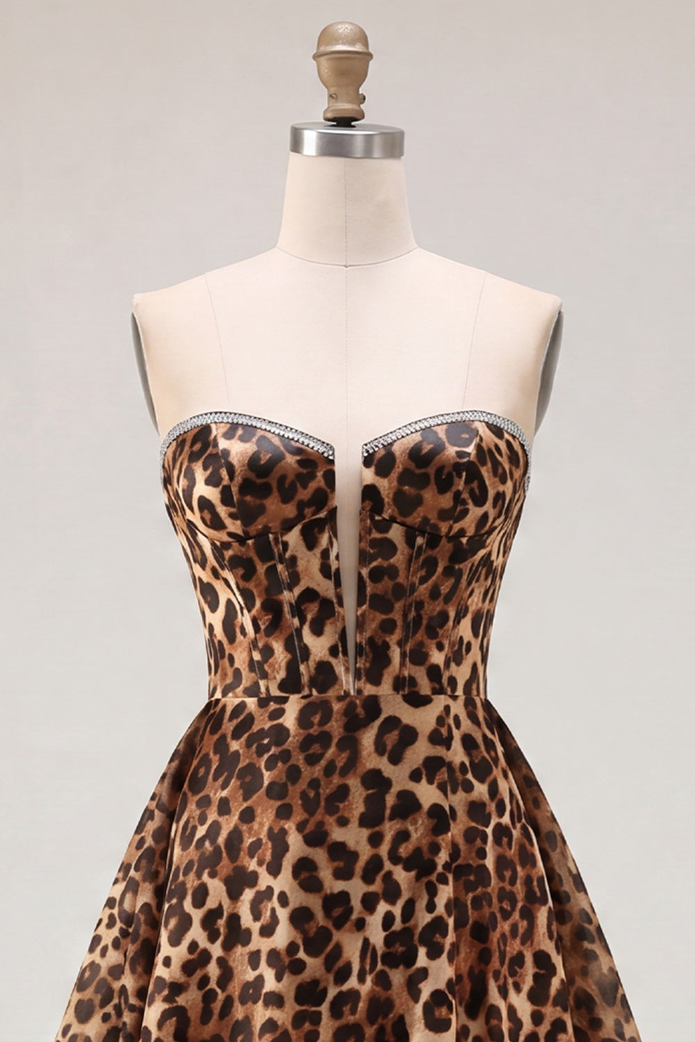 Brown Leopard Sweetheart A-Line Short Corset Homecoming Dress