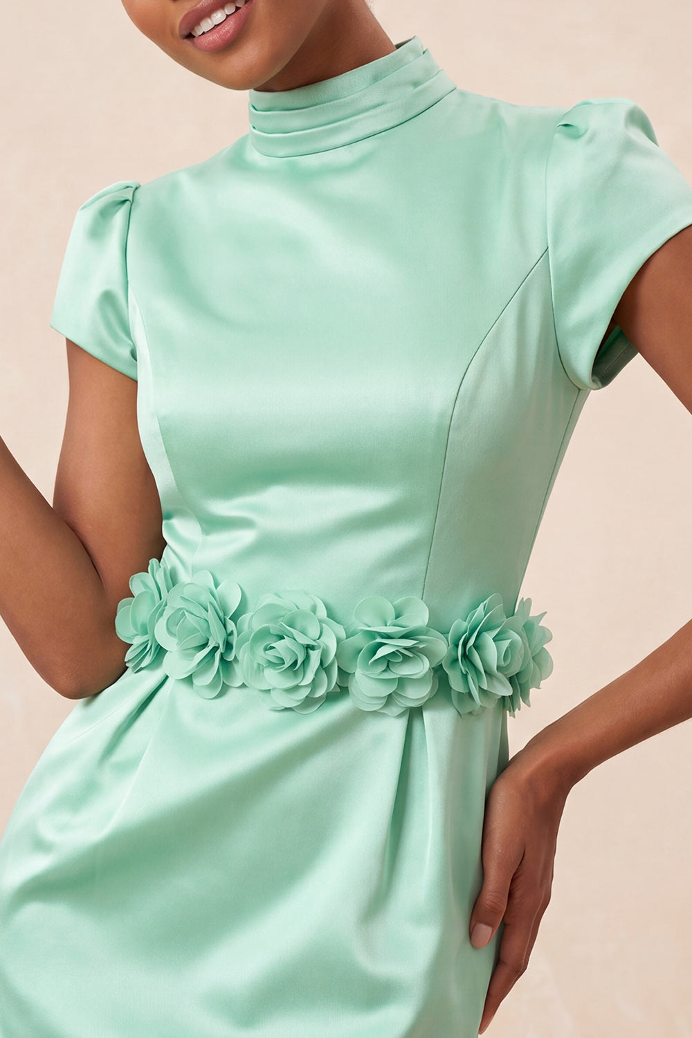 Blue High Neck Short Tight Homecoming Dress with Sleeves