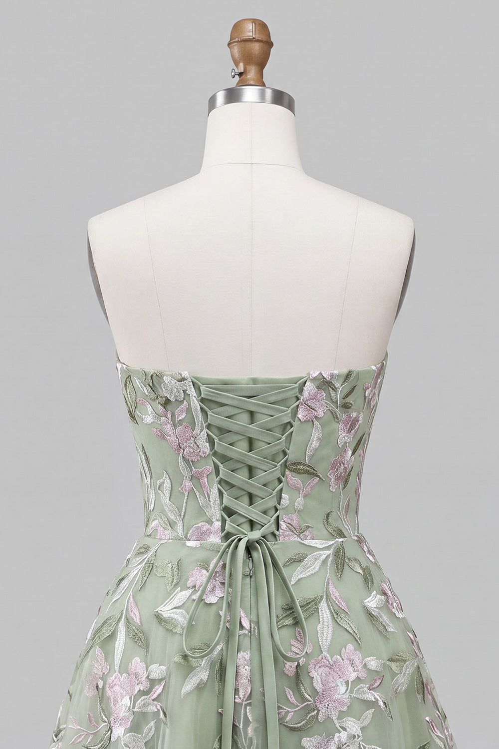 Floral Pink A-Line Beaded Short Homecoming Dress with Bow