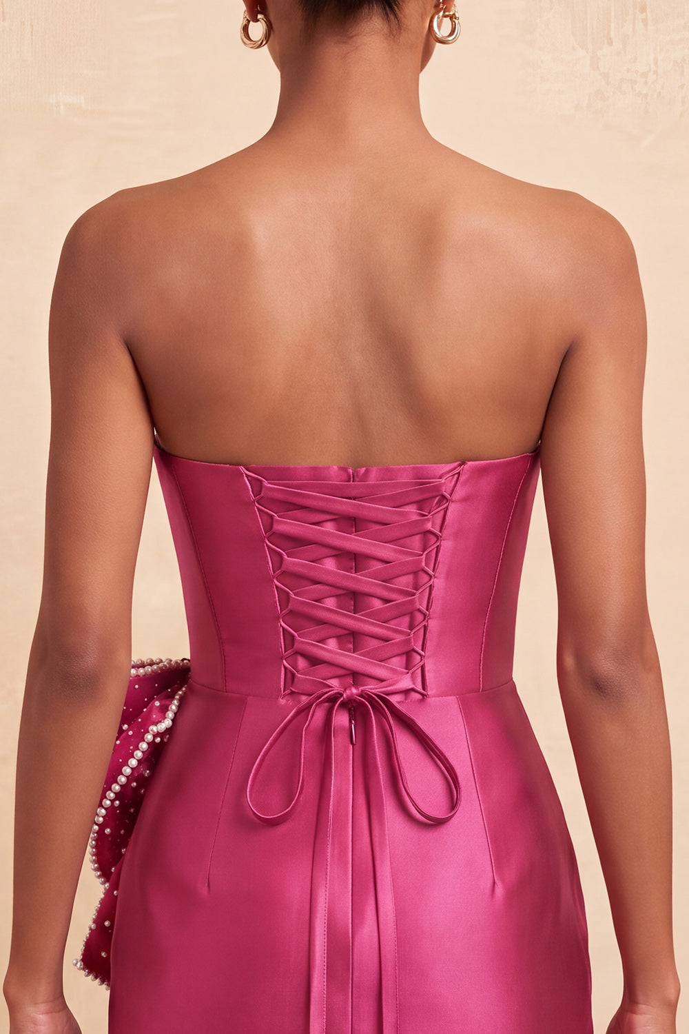 Dark Green Beaded Satin Tight Short Homecoming Dress with Bow