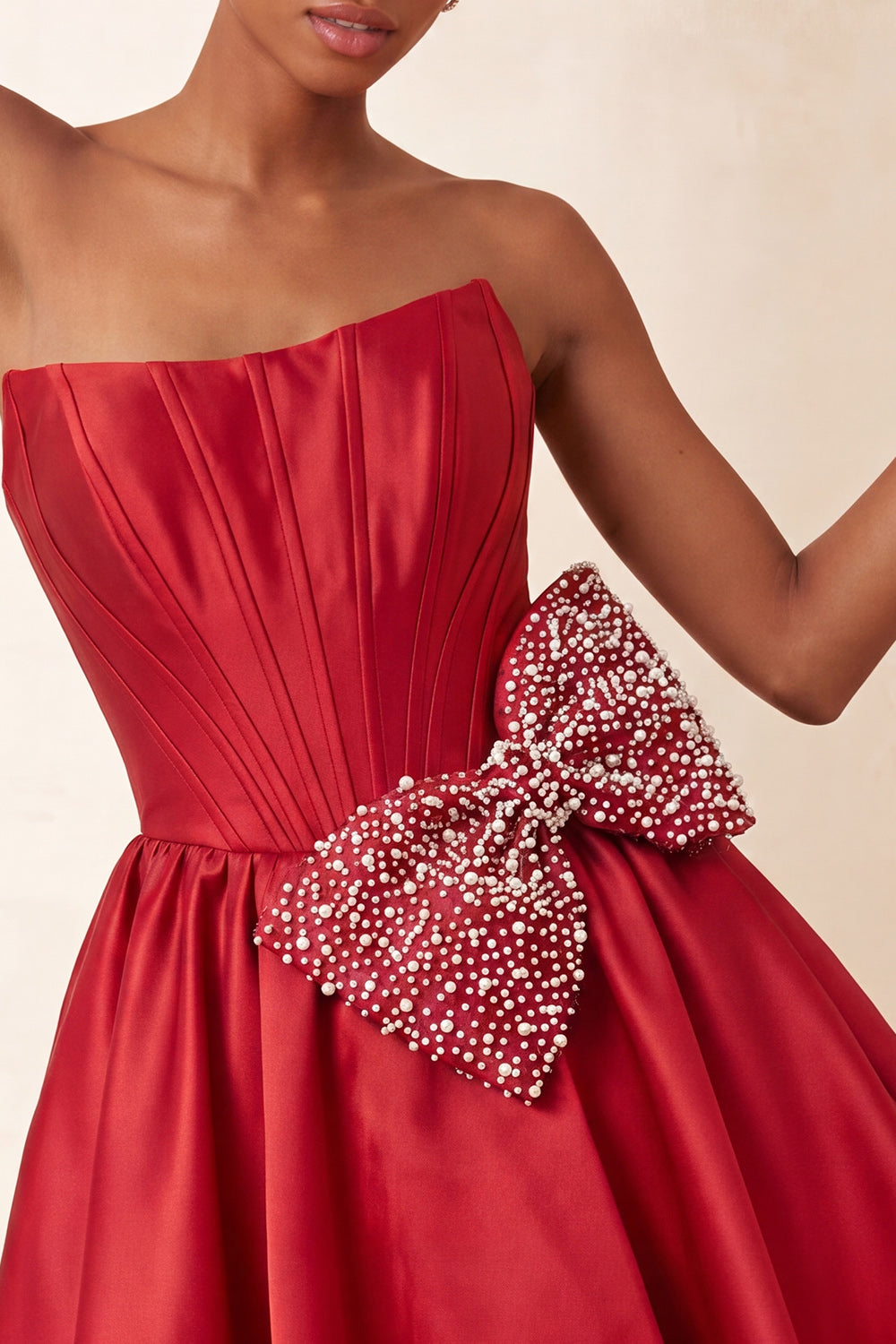 Navy Beaded A-Line Short Corset Homecoming Dress with Bow