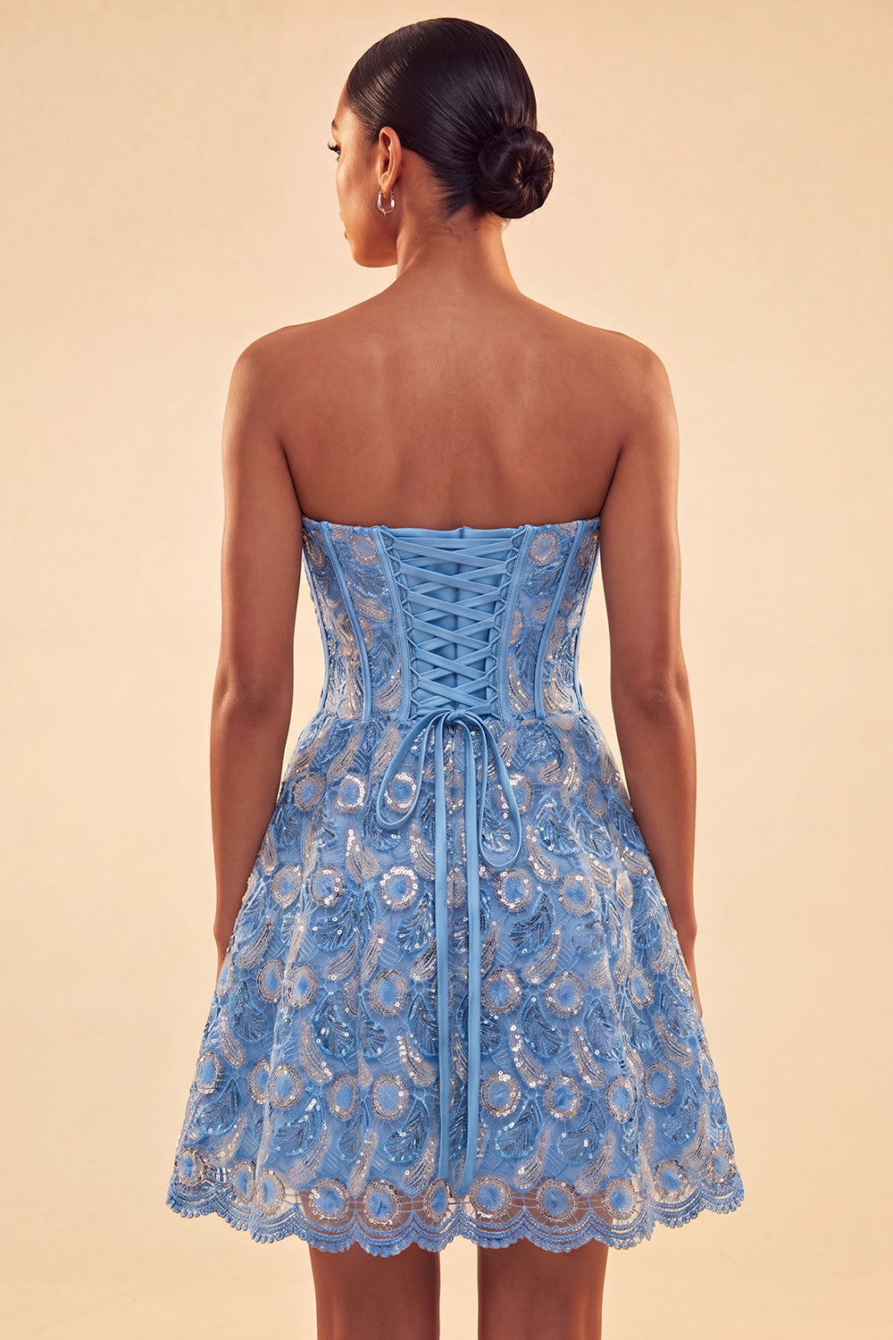Sparkly Corset Green Lace Beaded A-Line Short Homecoming Dress