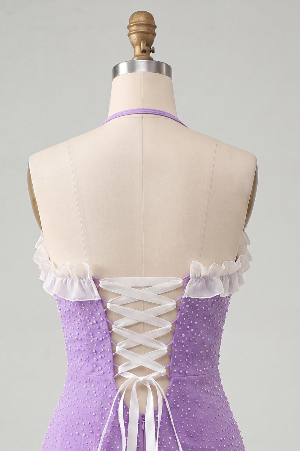 Sparkly Light Purple Ruffled Beaded Tight Short Homecoming Dress