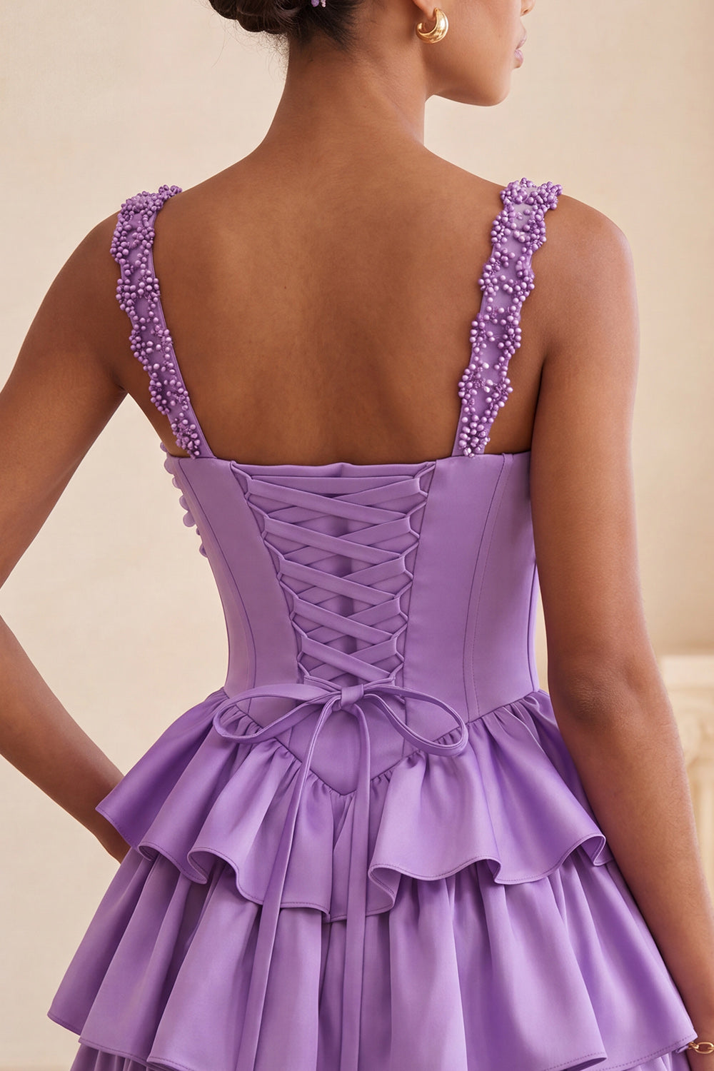 Floral Blue Corset Ruffled Tiered Short Homecoming Dress