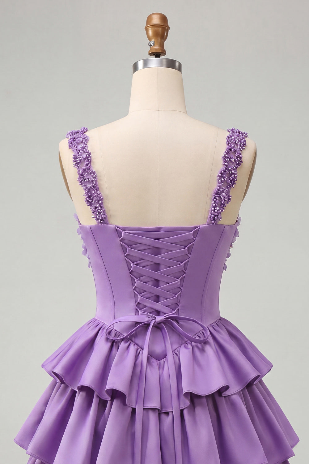 Floral Blue Corset Ruffled Tiered Short Homecoming Dress