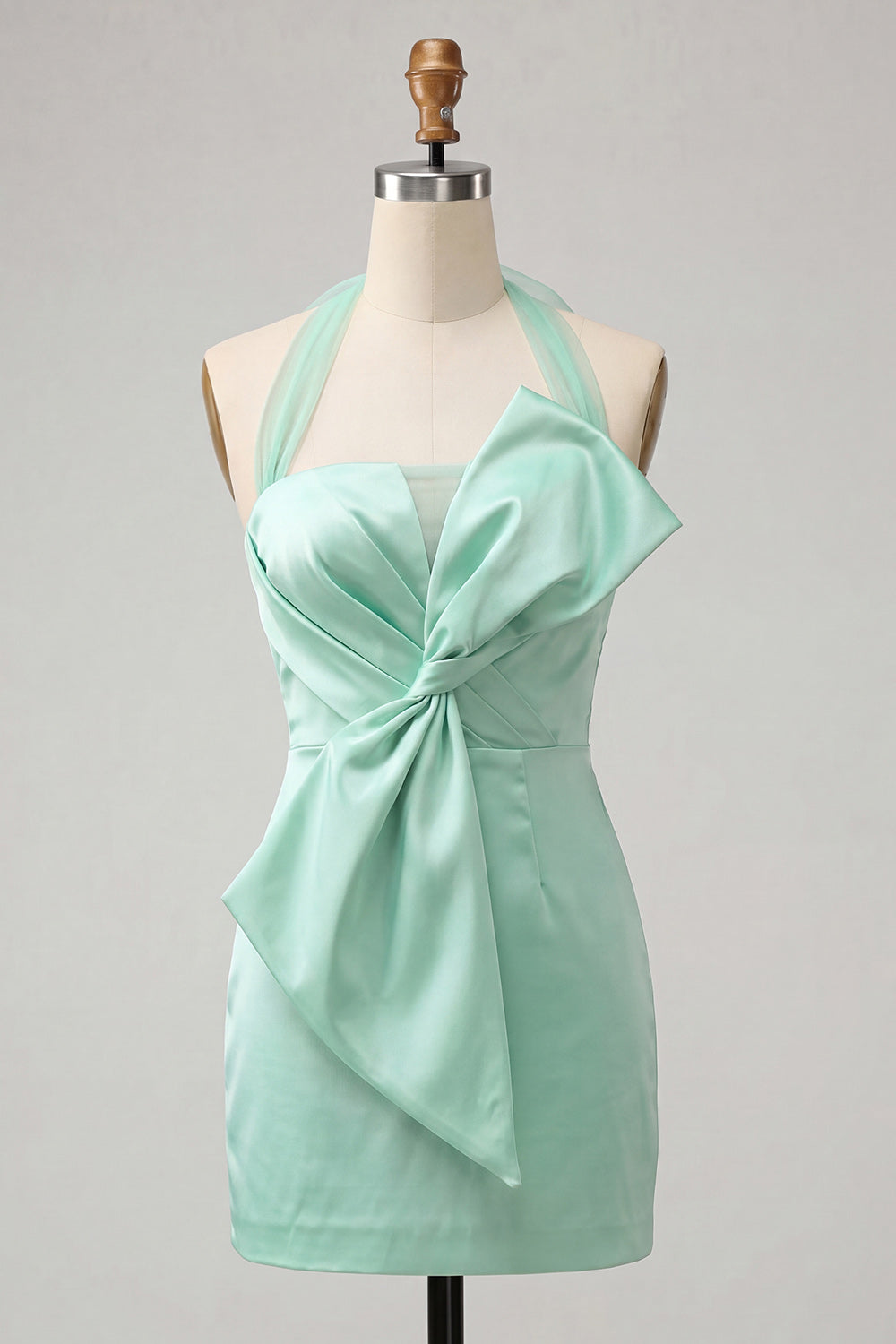 Orange Ruched Satin Tight Short Homecoming Dress with Bow