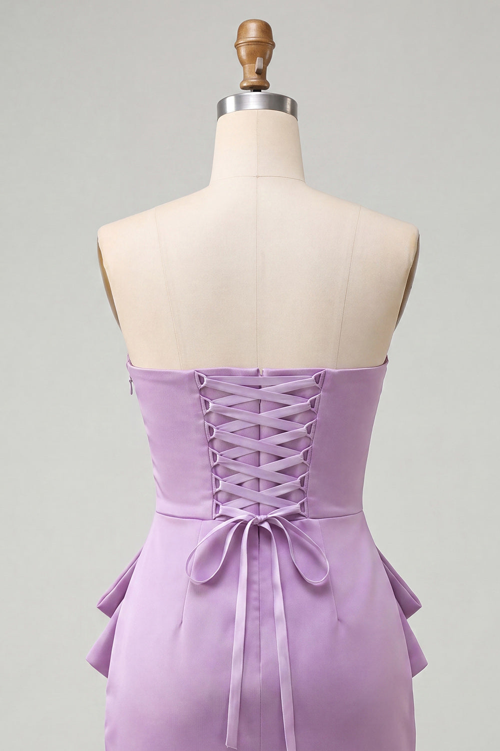 Light Purple Ruched Strapless Tight Short Homecoming Dress with Beading