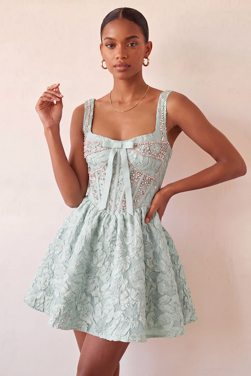 Light Purple Corset Jacquard Beaded A-Line Short Homecoming Dress