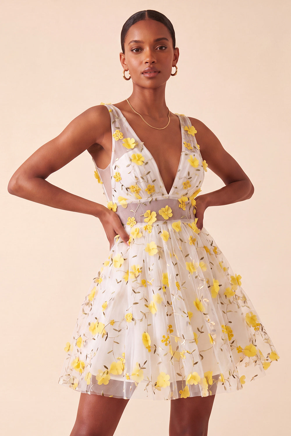Blush A-Line V-Neck Short Homecoming Dress with 3D Flowers
