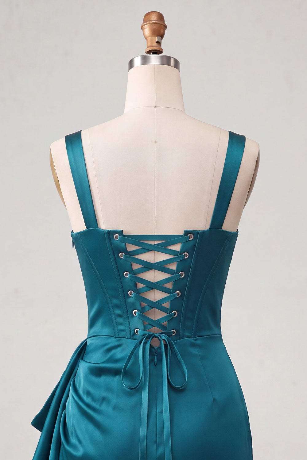 Pink Satin Tight Beaded Short Corset Homecoming Dress with Sash