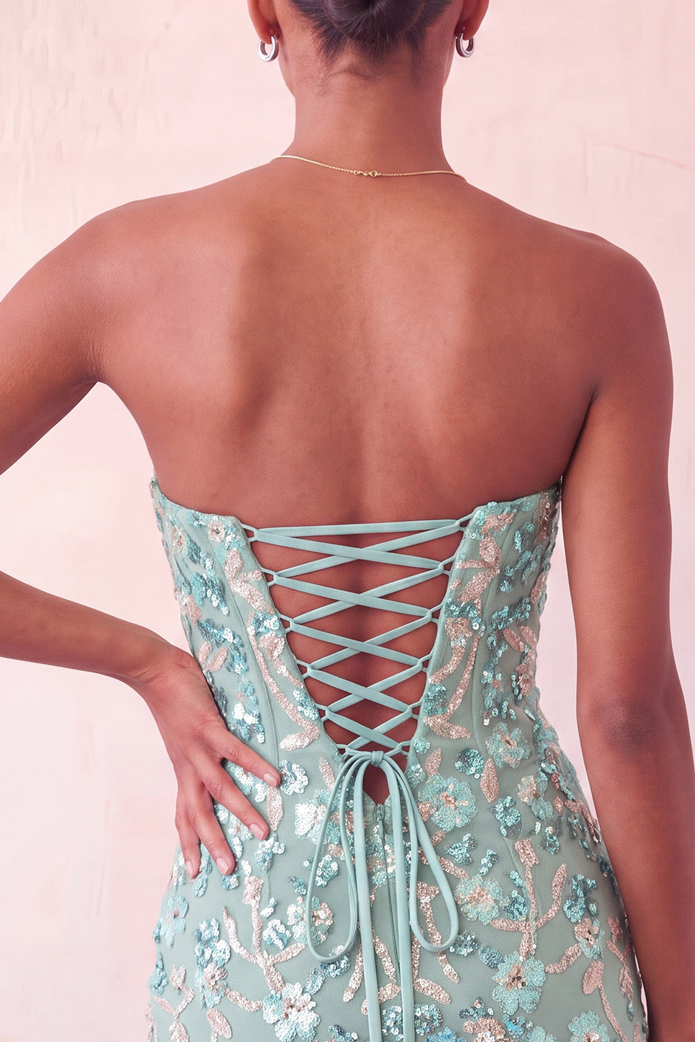 Sparkly Floral Pink Sequin Tight Short Corset Homecoming Dress