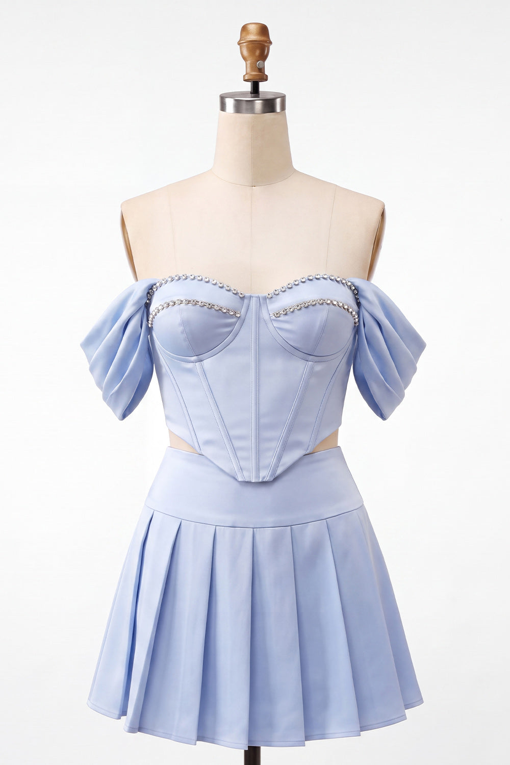 Mint Green Ruched A-Line Short Corset Homecoming Dress with Beading