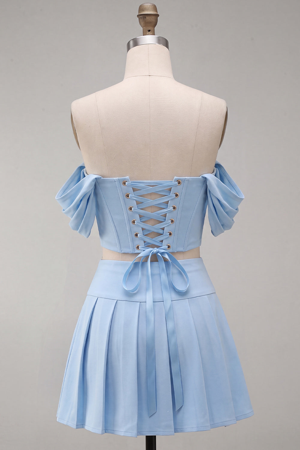 Mint Green Ruched A-Line Short Corset Homecoming Dress with Beading