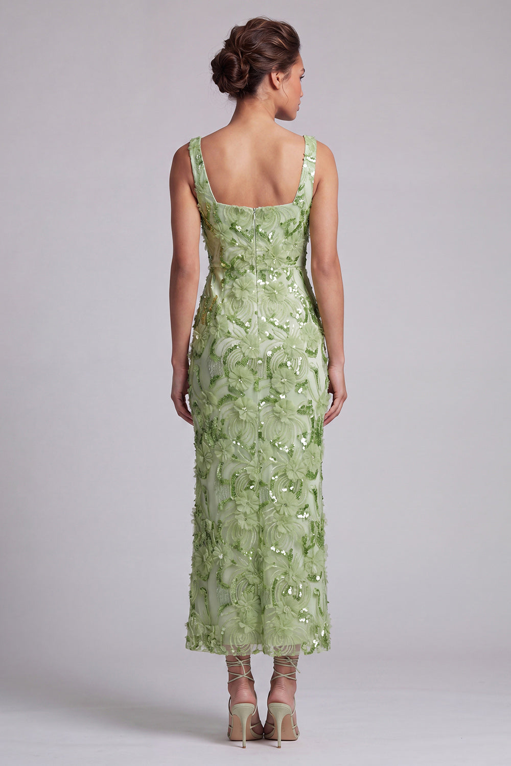 Sequin Floral Long Mermaid Sparkly Green Mother of the Bride Dress