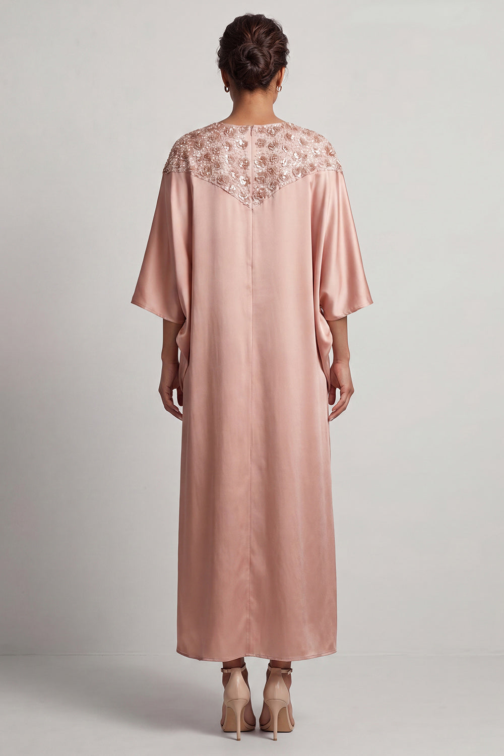 Sequin Long Sparkly Pink Sheath Boat Neck Mother of the Bride Dress