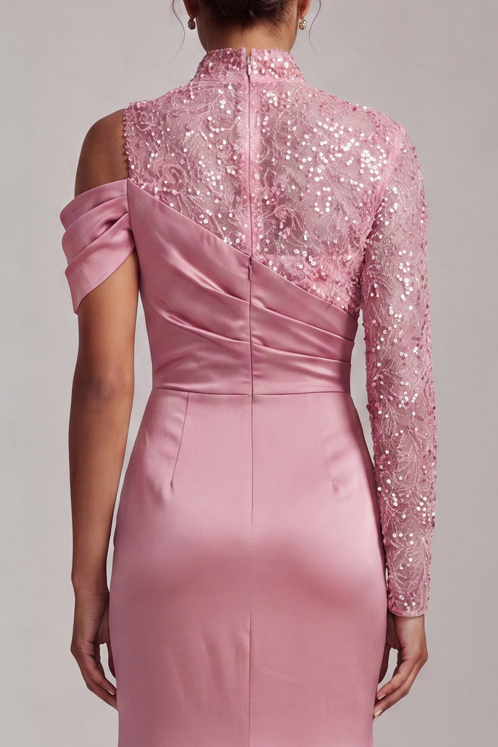 Beaded Sparkly Champagne Mermaid Long Mother of the Bride Dress with Slit