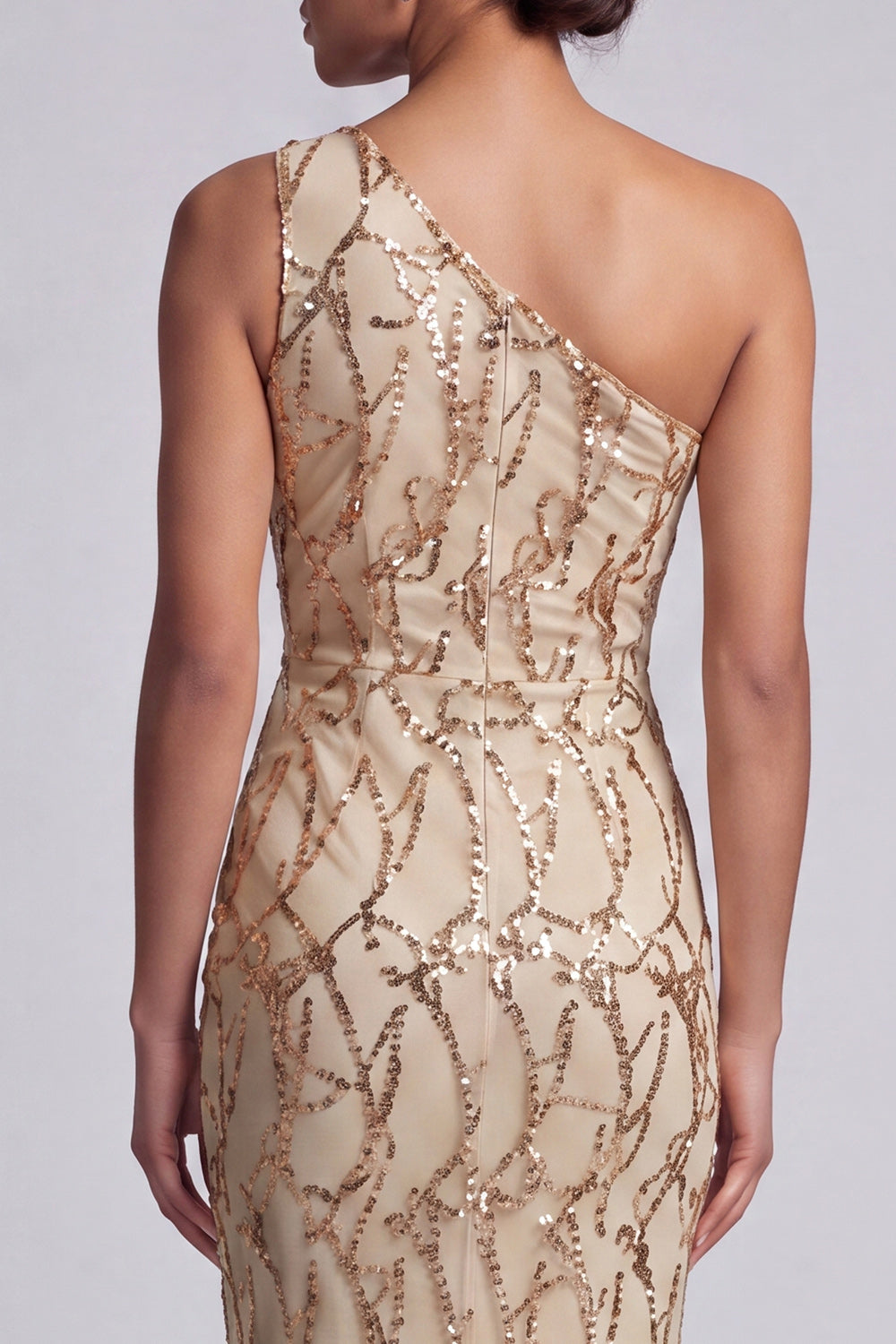 Mermaid Sparkly Champagne Sequin Long Mother of the Bride Dress with Keyhole