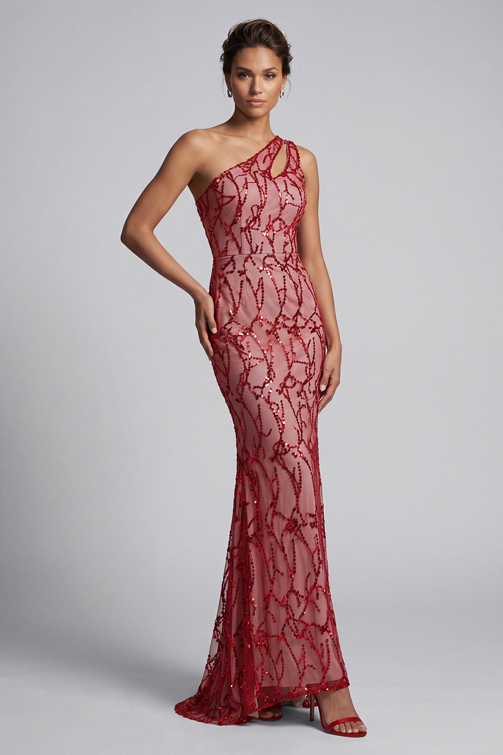 Mermaid Sparkly Champagne Sequin Long Mother of the Bride Dress with Keyhole
