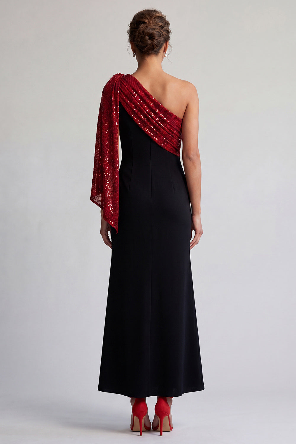 Mermaid Sparkly Black and Red Sequin Long Mother of the Bride Dress