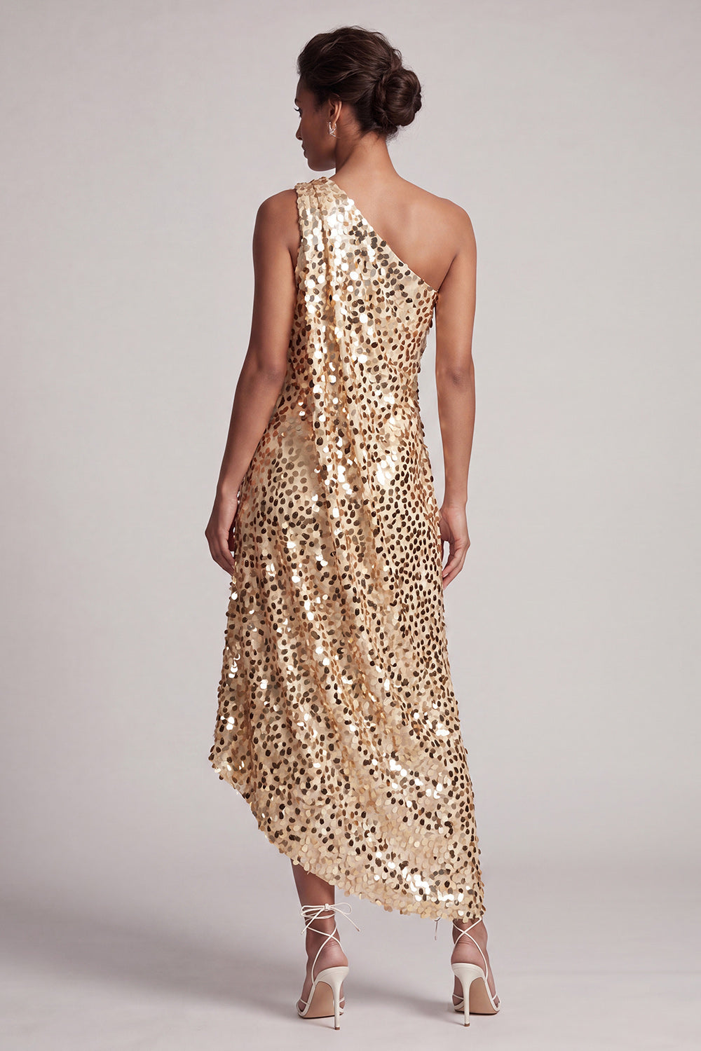 Sparkly Silver Sequin A-Line Long Mother of the Bride Dress