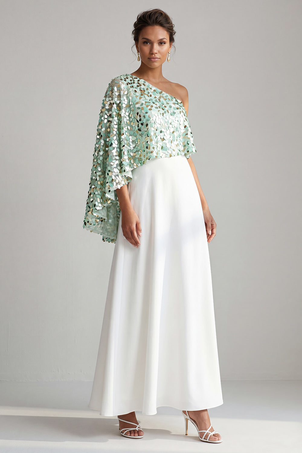 Sparkly Green Sequin A-Line Long Mother of the Bride Dress