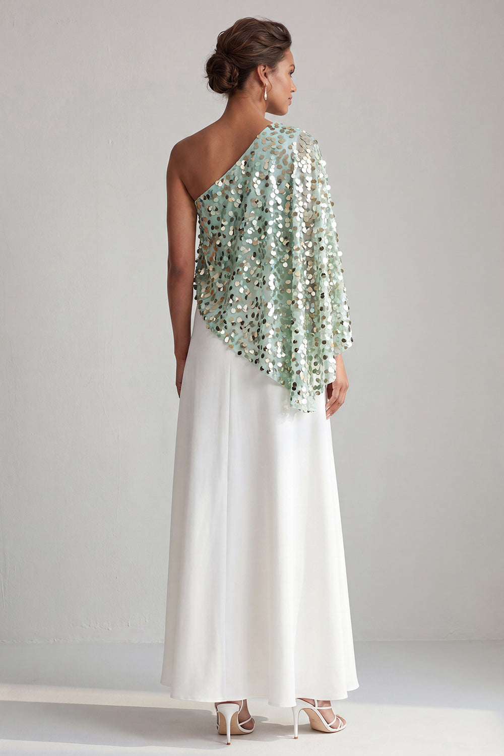 Sparkly Green Sequin A-Line Long Mother of the Bride Dress