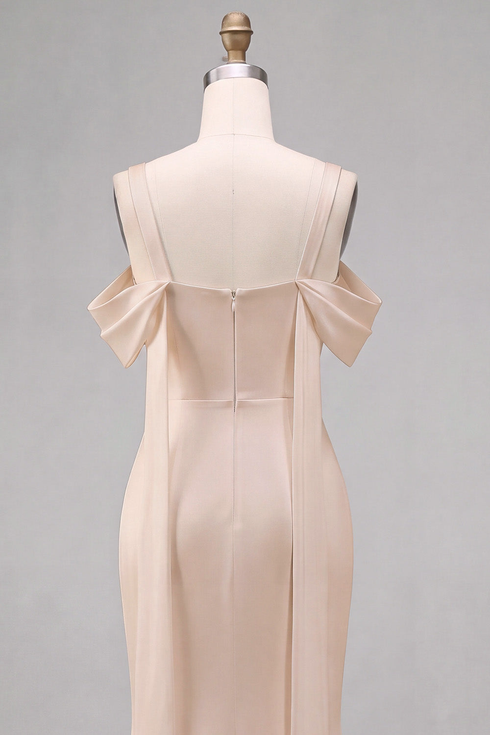 Mermaid Light Champagne Satin Long Wedding Guest Dress