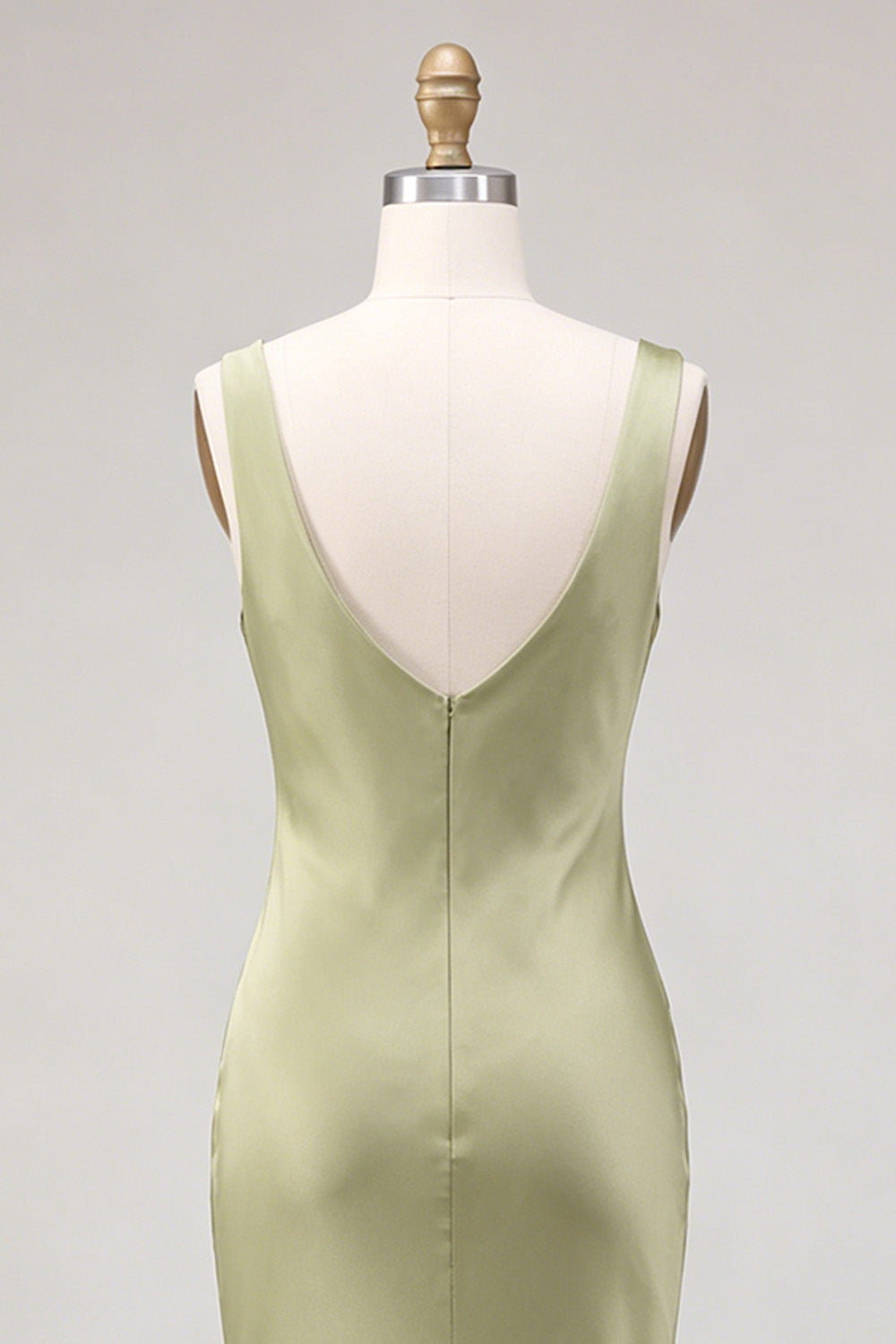 Light Green Cowl Neck Mermaid Satin Maxi Wedding Guest Dress