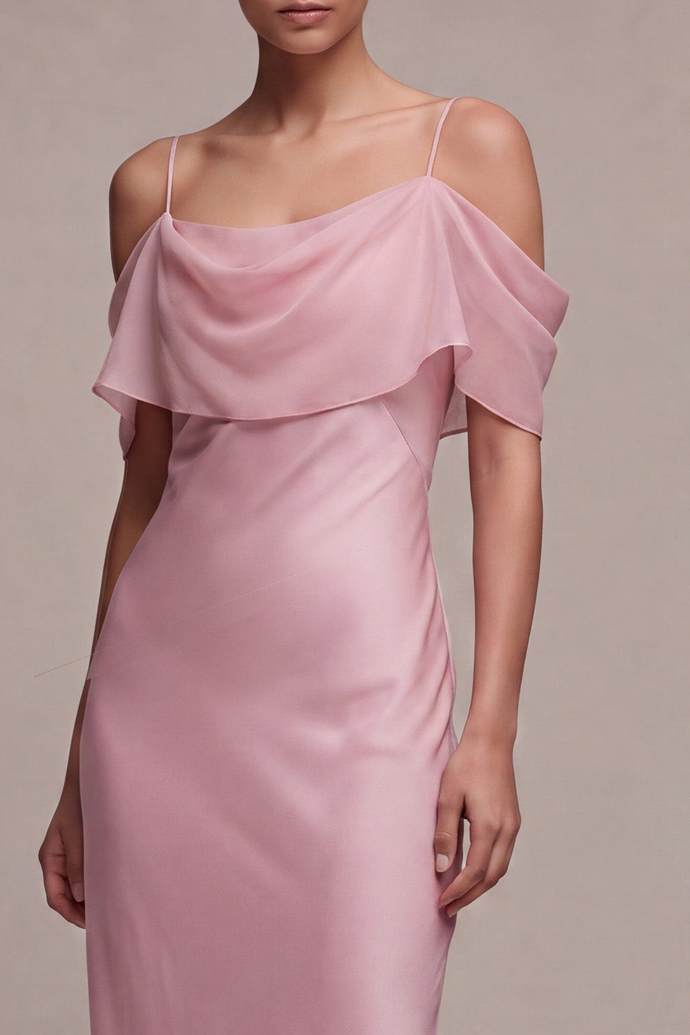 Dark Pink Chiffon Mermaid Cold Shoulder Long Wedding Guest Dress