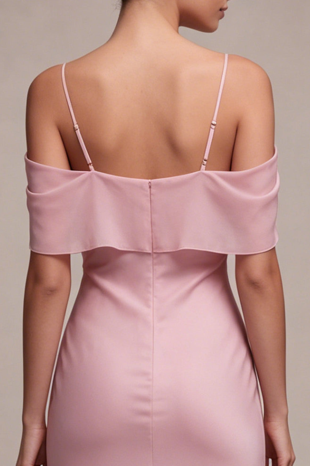 Dark Pink Chiffon Mermaid Cold Shoulder Long Wedding Guest Dress