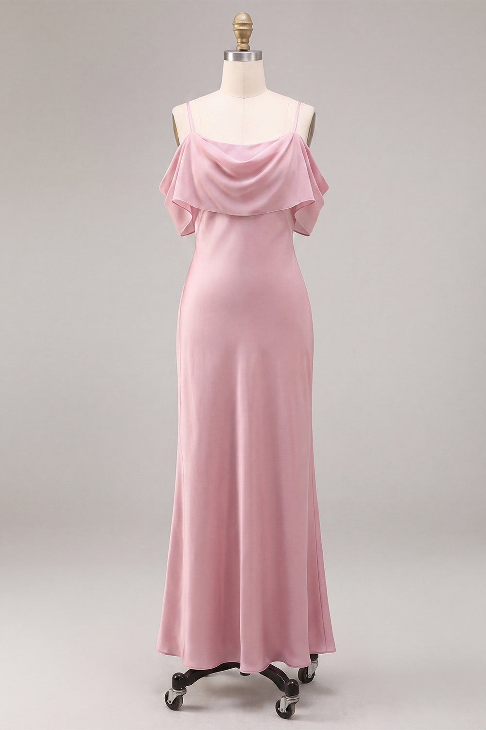 Dark Pink Chiffon Mermaid Cold Shoulder Long Wedding Guest Dress