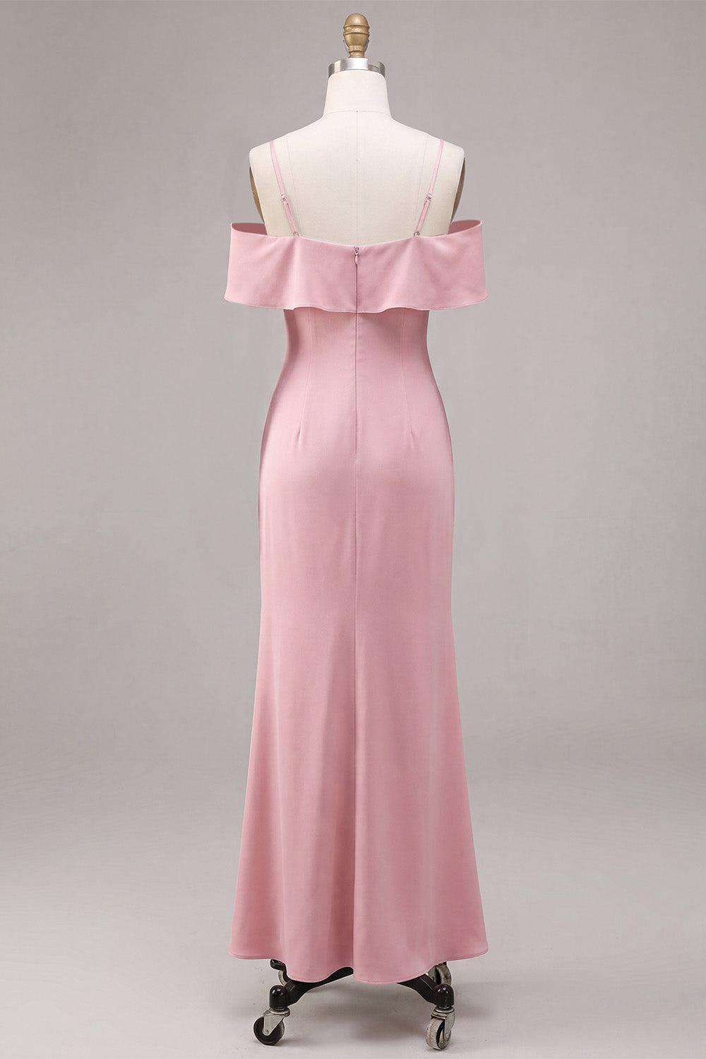 Dark Pink Chiffon Mermaid Cold Shoulder Long Wedding Guest Dress
