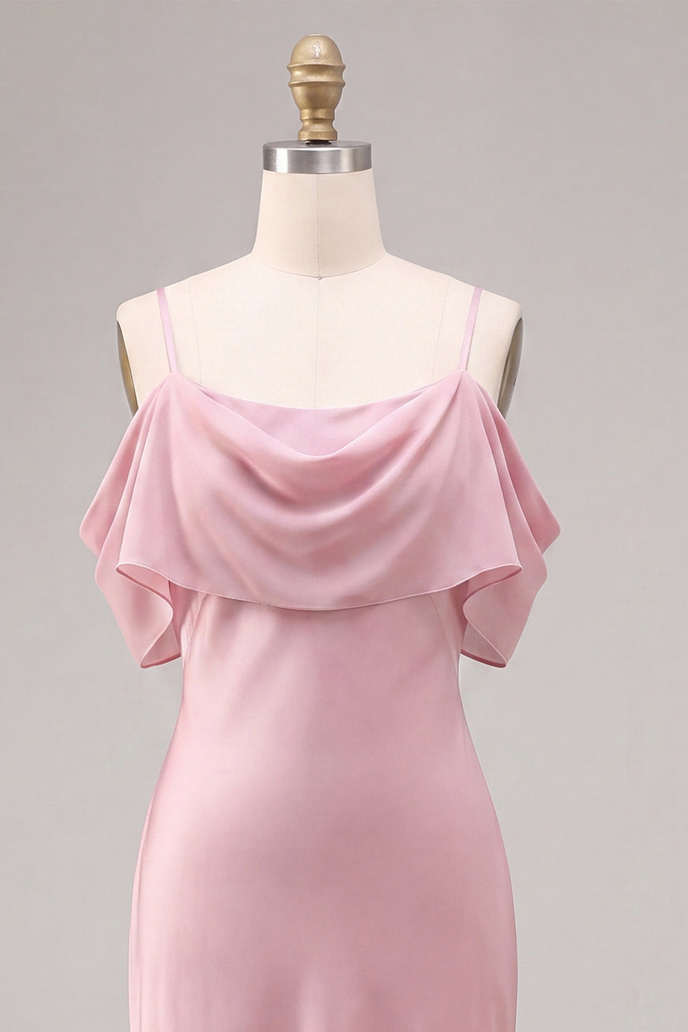 Dark Pink Chiffon Mermaid Cold Shoulder Long Wedding Guest Dress