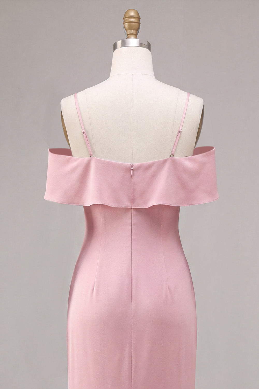 Dark Pink Chiffon Mermaid Cold Shoulder Long Wedding Guest Dress